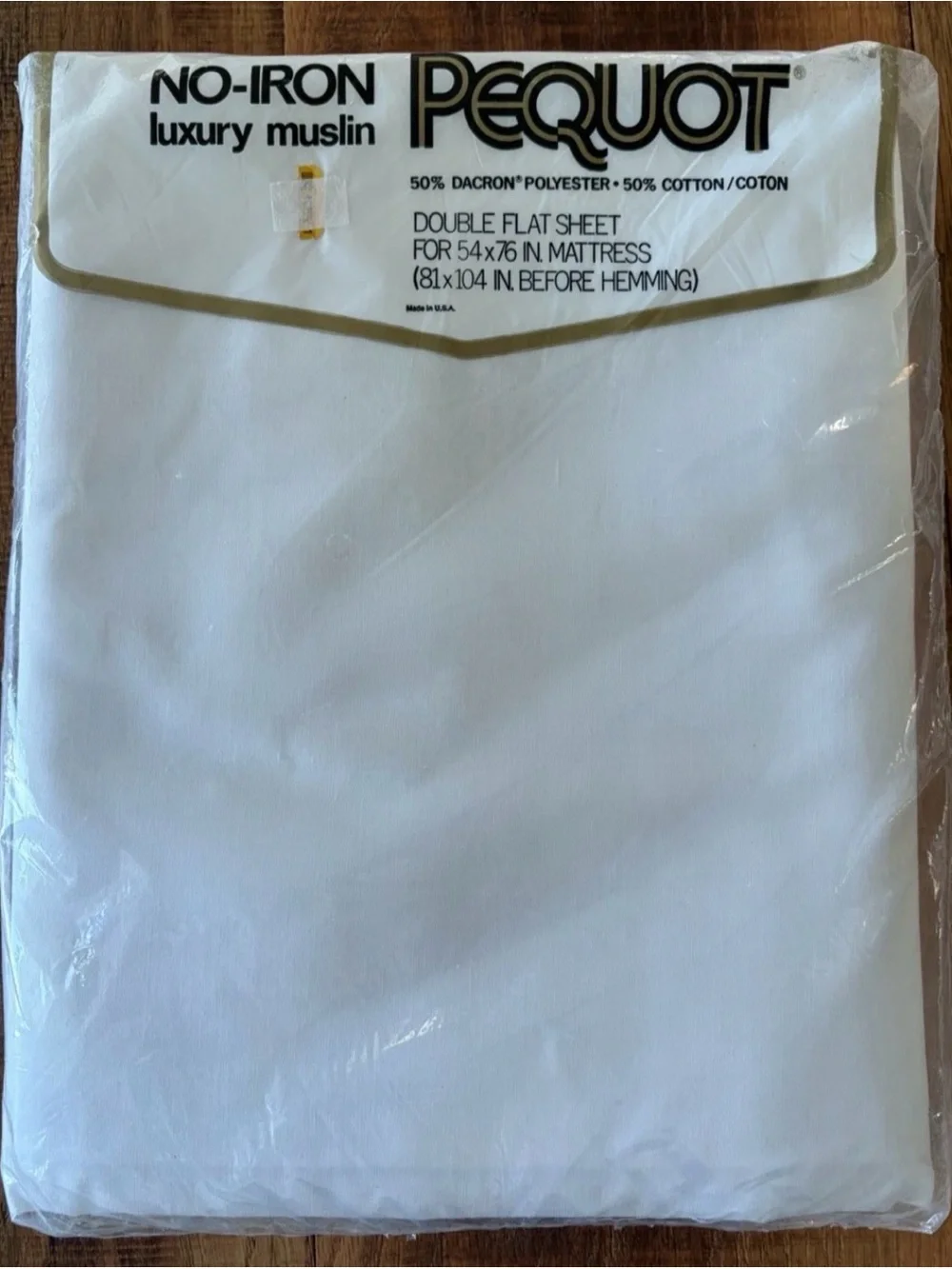 Pequot No-Iron Luxury Muslin Double Flat Sheet White New NOS Vintage